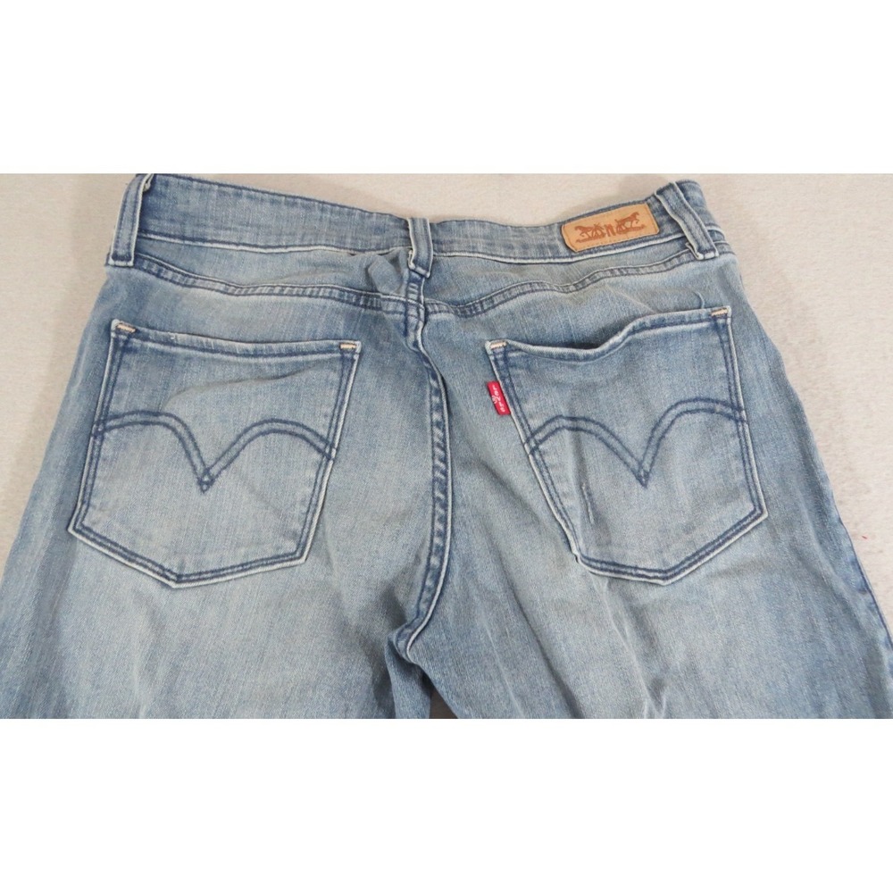 Levis Mid Rise Skinny Jeans Womens Blue Distressed Stretch Embroidered Denim 28 - Picture 8 of 12
